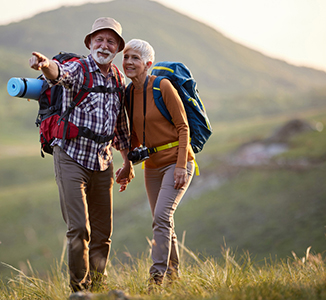 Active adult hiking